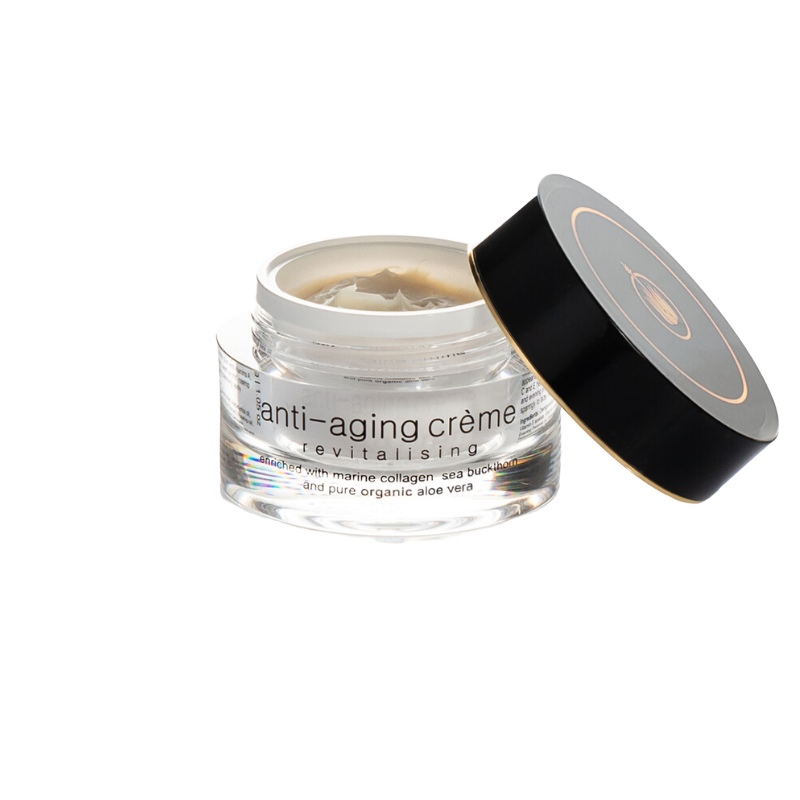 Aloe Vera Cosmetics Australia Aloe AgeLess anti-ageing revitalising cream jar with a smooth, white cream inside.