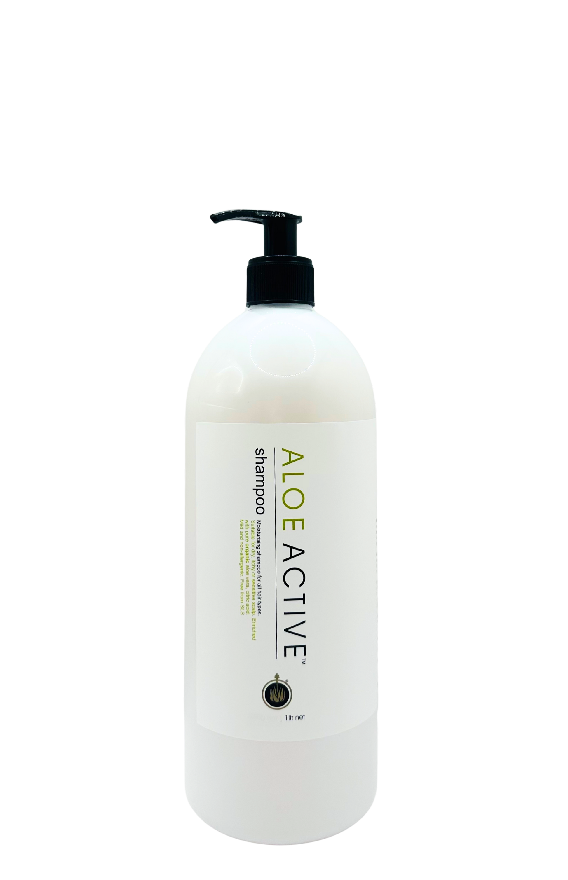 Aloe Vera Cosmetics Australia Aloe Active™ Hair Shampoo in a 1-liter bottle, mild and non-allergenic hair care product.